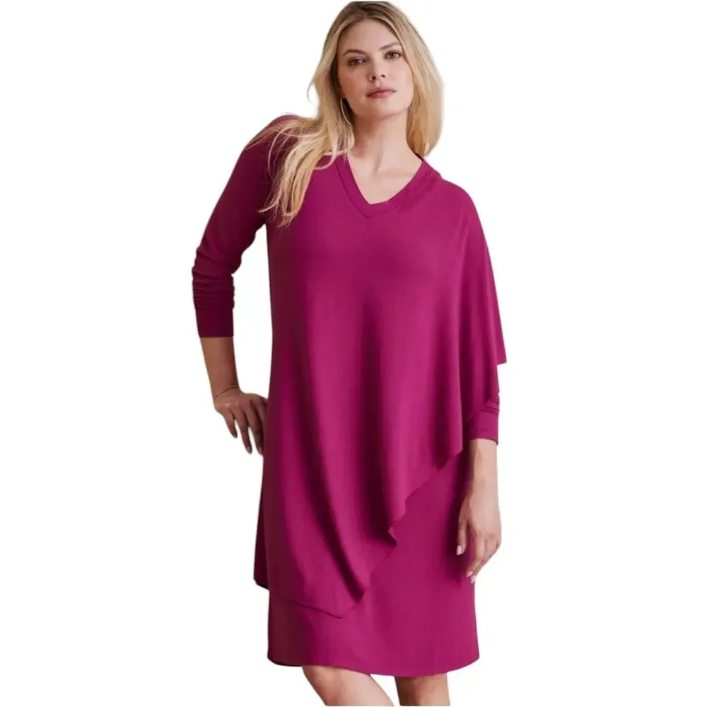 Soft Surroundings Dark Fuchsia Pink Marla Knit Dress